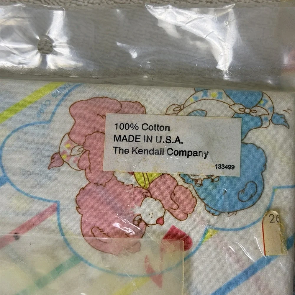 VTG 2 Bassinet Fitted Sheet & 1 Pillow Case CARE BEAR Baby Bedding 1980s